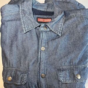 Craftsman Men's 2XL Blue Denim Fleece Lined‎ Work Shirt Long Sleeve